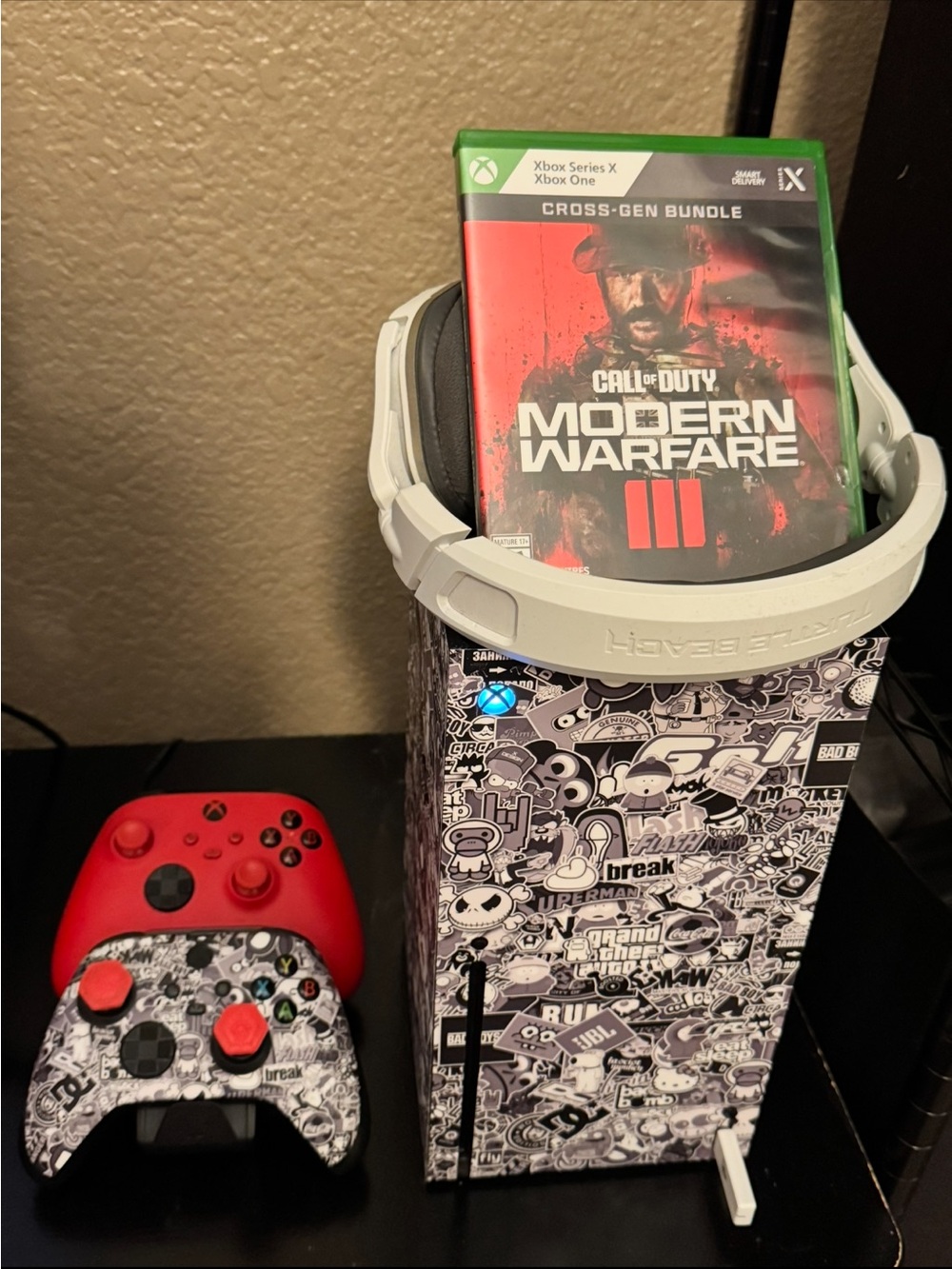 Microsoft Xbox Series X Bundle with White Headset and Red Controller